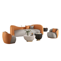 Combinaison de canapé en cuir Simple moderne nordique pour la réception de salon incurvé à la maison pour les magasins de vêtements petit salon