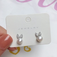 SHDIYAYUN boucles d'oreilles en perles d'eau douce plaqué or 18 carats mignon lapin oreille conception perle bijoux