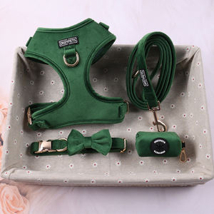 Okeypets-Conjunto de Arnés de Terciopelo para Perro, Correa Personalizada para Mascota, <span class=keywords><strong>Collar</strong></span> de Arnés Colorido sin Tirones, Doble Anillo en D - Product Image 4