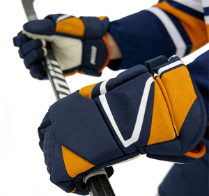 Guante de <span class=keywords><strong>Hockey</strong></span> sobre Hielo Amarillo y Azul Marino de Fábrica, con Excelente Agarre y Protección - Product Image 1