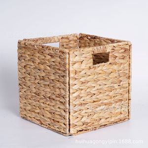 Cross-border spot water hyacinth woven <b>baskets</b>, high-quality handmade woven storage <b>baskets</b>, <b>foldable</b> storage <b>baskets</b> - Product Image 1