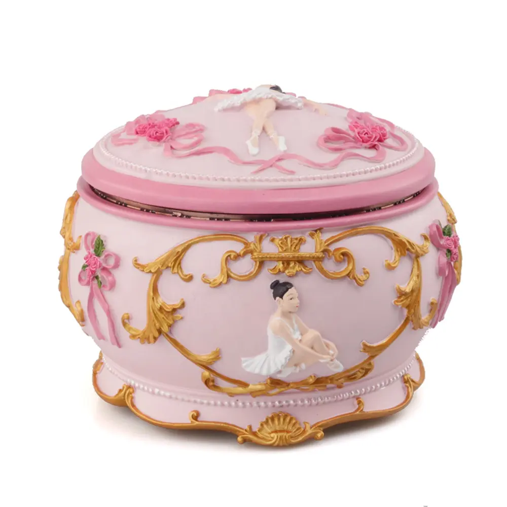 Custom made ballerina and bows hinged trinket Anastasia jewelry music box