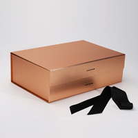 Boîte cadeau pliable en or rose de luxe avec fermeture magnétique et ruban personnalisé pour vêtements, cosmétiques et cadeaux haut de gamme