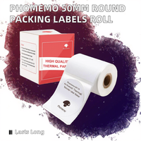 Etiquetas de Embalaje de 50x50 mm, Rollo de Etiquetas de Código de Barras de Papel Térmico Autoadhesivo, Diámetro del Núcleo de 1,97 Pulgadas para Impresora M110-XY5050-140