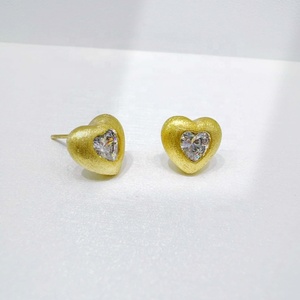 custom plata 925 sterling silver heart elegant unique earring fine bridal korean zircon 14k 18k gold plated earrings for women - Product Image 5