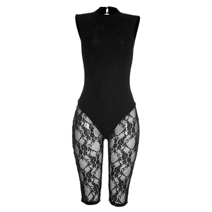 Viviblook J26JP029 Combinaison une pièce sexy sans manches, ajustée, transparente, dos nu, en dentelle, pour femme, nouvelle collection, idéale pour les soirées - Product Image 4
