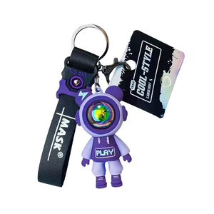 Lightning Bear 3D Metal UV Rubber Keychain Personalized Fashion Cartoon Car Pendant Men Women Schoolbag Ornament Small Gift