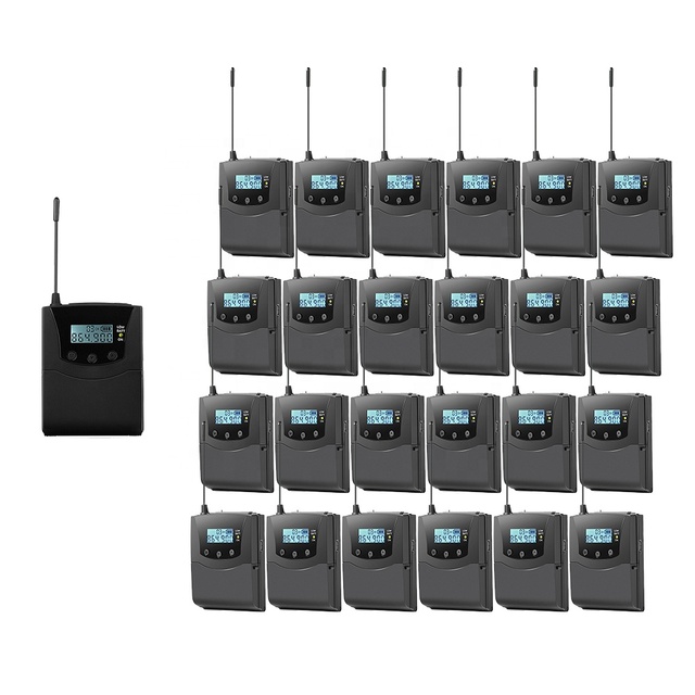 19-Year Factory 100 Meters RF/UHF HIFI Sound Belt Pack Audio Guide System LCD Display Replaceable Battery for Guide CE RoHS