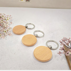 Lazer kazınmış ahşap anahtarlıklar boş dikdörtgen elmas ev tasarımı kişiselleştirilmiş DIY hatıra deri ve Metal malzeme ile - Product Image 3