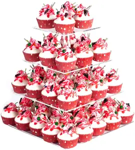 वर्ग शादी की पार्टी ट्री टॉवर एक्रिलिक कप केक प्रदर्शन खड़े हो जाओ