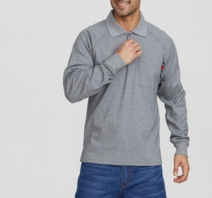 Polos à manches longues personnalisés pour hommes Vêtements <span class=keywords><strong>de</strong></span> <span class=keywords><strong>travail</strong></span> Ignifuge Résistant au feu T-shirt Vêtements <span class=keywords><strong>de</strong></span> <span class=keywords><strong>travail</strong></span> <span class=keywords><strong>de</strong></span> sécurité 100% Coton Broderie Logo - Product Image 2