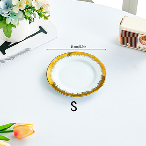 Chất Lượng Cao Vàng Rim Sứ Bữa Ăn Tối Tấm Thiết Kế Cổ Điển Thân Thiện Với Môi Dùng Một Lần Gốm Bộ Đồ Ăn Nhà Hàng Phổ Biến - Product Image 6