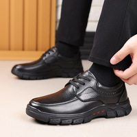 Mocassins Homme en Cuir Grainé à Lacets avec Semelle Épaisse et Dents Profondes – Chaussures Décontractées Confortables pour le Travail et le Bureau