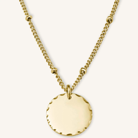 Inspire Jewelry Meilleure Vente Collier Tendance pour Femme en Acier Inoxydable Plaqué Or 14K avec Chaîne à Perles et Pendentif Pièce Martelée Gravée