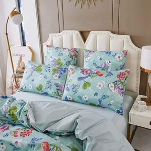 Màu xanh lá cây màu thực vật in tấm túi nút mở <span class=keywords><strong>Jacquard</strong></span> bộ đồ giường sang trọng Duvet cover <span class=keywords><strong>Set</strong></span> - Product Image 3