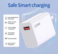 Adaptateur d'alimentation ultra-rapide 120W PD3.0 QC3.0 ignifuge, prise US/EU, chargeur écologique 6A pour téléphone portable, appareil photo et écouteurs