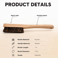 Brosse de nettoyage pour voiture en poils de porc avec manche en bois de bonne qualité, idéale pour le nettoyage automobile (OEM)