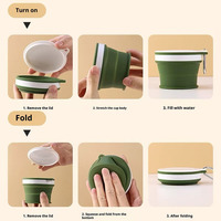 Bol de voyage pliable en silicone personnalisé, bol alimentaire portable pliable avec couvercle et mousqueton pour le camping OEM ODM