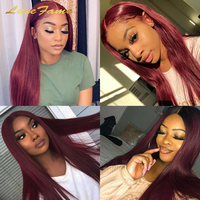 Nouvelle arrivée rouge 13X6 99J perruque de cheveux humains bouclés avant de lacet, perruque de cheveux bouclés brésiliens, perruque avant de lacet de cheveux pour les femmes noires