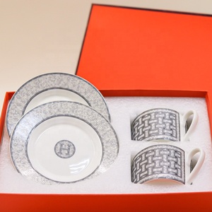 Wholesale <b>Dropshipping</b> 2 Cups Grey Nordic Simple Coffee Tea Porcelain Cups and Saucers - Product Image 4