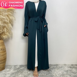 1993 #   Abaya ouverte en tissu Nida de haute qualité, couleur unie, avec manches évasées larges, abayas pour femmes musulmanes, cardigan, 10 couleurs - Product Image 1