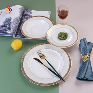 GuangXi SanHuan GXKC venta al por mayor sanhuan 8,5 pulgadas borde de oro limpio fino <span class=keywords><strong>nuevo</strong></span> hueso porcelana plato profundo cerámica Gran oferta en <span class=keywords><strong>2023</strong></span> - Product Image 4