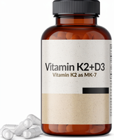 Complément alimentaire pour adultes Vitamine K2 (MK7) D3, formule non-OGM, 5000 UI D3, 90 mcg K2 MK-7, 120 capsules végétariennes pour