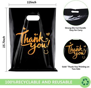 Sac de remerciement en <span class=keywords><strong>plastique</strong></span> <span class=keywords><strong>LDPE</strong></span> recyclable découpé à la forme, imperméable, avec logos, pour le commerce de détail, les vêtements et les chaussures - Product Image 2