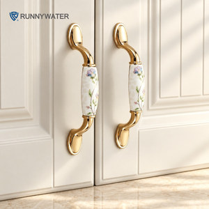 Modern Chinese Ste New Classical Cabinet Dresser Wardrobe Gold Pattern Ceramic Handle Table Drawer <strong>Door</strong> Handles Durable - Product Image 5