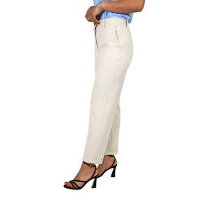 Pantalon beige taille haute à jambe droite pour femme, idéal pour le bureau - Product Image 3