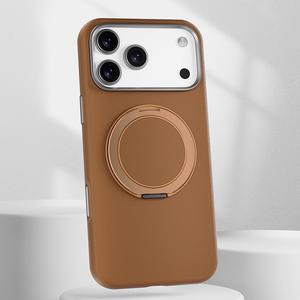 เคสโทรศัพท์หนังแม่เหล็กแบบเรียบ รุ่น L137 สำหรับ iPhone 13 14 15 16 17 Pro Max พร้อมขาตั้งหมุนได้ 360 องศา - Product Image 5