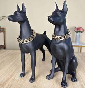 Estatua de Perro Dóberman de Tamaño Real, Decoración Creativa de Resina para Jardín, Adornos, Esculturas de Perros, Navidad, Halloween - Product Image 1