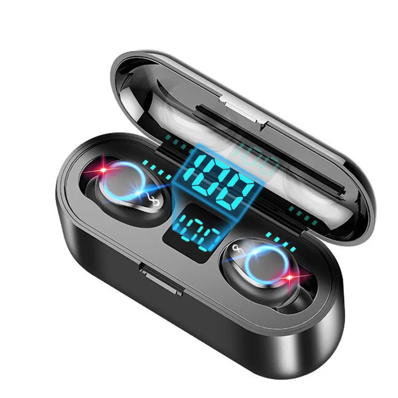 Xcy — oreillettes bluetooth 5.0, écouteurs sans fil F9, étanches, crochet d'oreille, avec étui de chargement