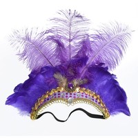 Coiffes en plumes d'autruche indiennes pour maquillage, performance, bal masqué, carnaval, danse du ventre