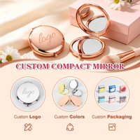 Miroir compact en métal gravé sur mesure avec grossissement double face, cadeau de maquillage de voyage de luxe pour demoiselles d'honneur et événements d'entreprise