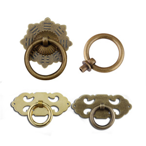 Poignée de meuble Dingcheng en laiton, anneau de traction rond, nouveau style chinois, quincaillerie de tiroir, finition antique - Product Image 3