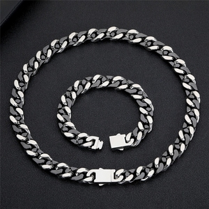 Showfay 12mm Hip-Hop Schwarze Kubanische Kette Premium Edelstahl-Keramik-Halskette mit Anpassbarem Logo - Product Image 3
