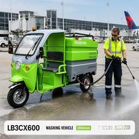 Nuevo Vehículo Eléctrico de Tres Ruedas para Lavado a Alta Presión, Tanque de Acero Inoxidable de 600L, 275 bar, Limpieza de Superficies de Calles y Carreteras, Eliminación de Polvo