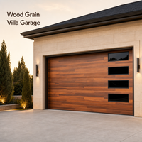 Porte de garage électrique à enroulement en aluminium imitation bois avec quatre fenêtres étroites pour les projets d'entrée de villas, d'usines et d'ateliers