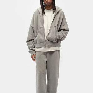 Chaqueta de hombre de otoño, de fabricante, de peso pesado, con efecto desgastado por el sol, personalizada, de 500 g/m², de corte regular extragrande, corta, con cremallera completa, cortavientos y transpirable. - Product Image 1