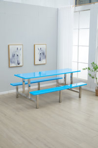 Producción y venta al por mayor de mesas y sillas de comedor todo en uno de acero inoxidable para Personal Escolar en cafeterías - Product Image 5