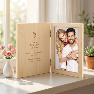 Marco de Fotos Doble de Madera al por Mayor con Grabado Láser para Parejas, Ideal para Aniversarios - Product Image 6