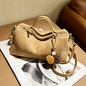 Bolso Ando de Cuero Genuino Nubuck, Bolso Boston para Mujer, Estilo Vintage, con Asa Superior y Correa Cruzada - Product Image 6