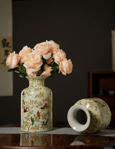 आधुनिक विलासिता nordic रेट्रो सिरेमिक <span class=keywords><strong>vase</strong></span> आइस क्रैक पीले कला डेको शैली के कार्यात्मक टेबलटॉप स्टोरेज जार गृह सजावट सामान - Product Image 4