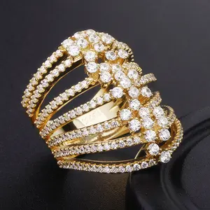 bague argent 925 silver wholesale jewelry women 5a zircon stacking rings dubai gold 18k plated men long diamond big stack ring