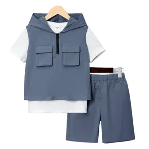 ヒップホップキッズストリートウェアカーゴベイビーボーイズ3 pcsキッズ服セットショート10年男の子用子供服サマーセット