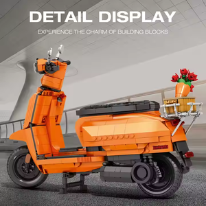รถมอเตอร์ไซค์ <span class=keywords><strong>Lambretta</strong></span> V200 สีส้ม รุ่นใหม่ล่าสุด ปี 2025 ของเล่นเด็ก ของเล่นมอเตอร์ไซค์แบบประกอบ ตัวต่อโมเดล ของเล่นบล็อกสำหรับเด็กและวัยรุ่น - Product Image 5
