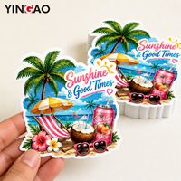 Autocollants PVC personnalisés pour fête estivale, résistants aux intempéries, découpés, pour planche de surf, autocollant adhésif pour l'été