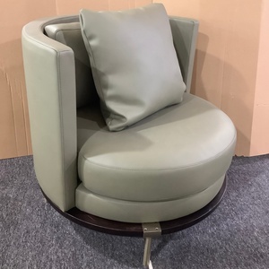 Factory Direct Modern Round Fixed Base Accent <strong>Chair</strong> Leather Upholstered Lounge <strong>Chair</strong> with Cushion FF&amp;E Projects Hotel Suite Use - Product Image 2