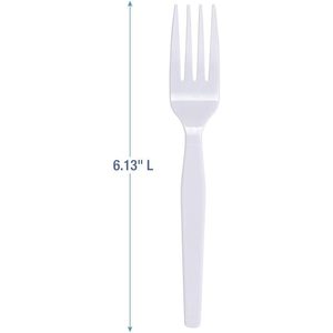 Tenedor de Poliestireno de Peso Medio Boardwalk BWK, 1000 Unidades por Caja, Cubiertos Desechables en Color Blanco - Product Image 6